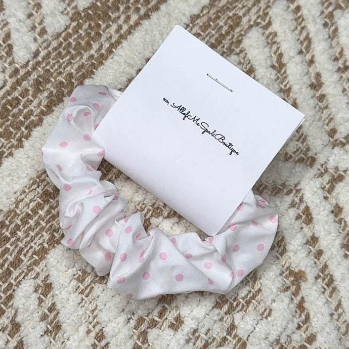 white w/pink polka dots